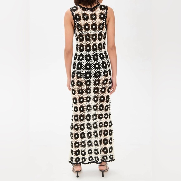 Show Me Your Mumu Vacay Tank Coverup White Black Checkers Floral Crochet Medium - Picture 4 of 12